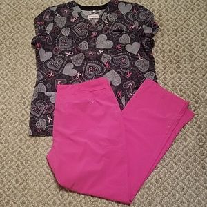 Breast Cancer Awareness Nursing Scrub Set